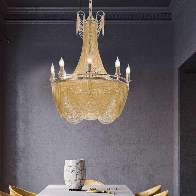 Aluminum Chain Pendant Light Creative Light Luxury Tassel Decorative Light Gold Silver