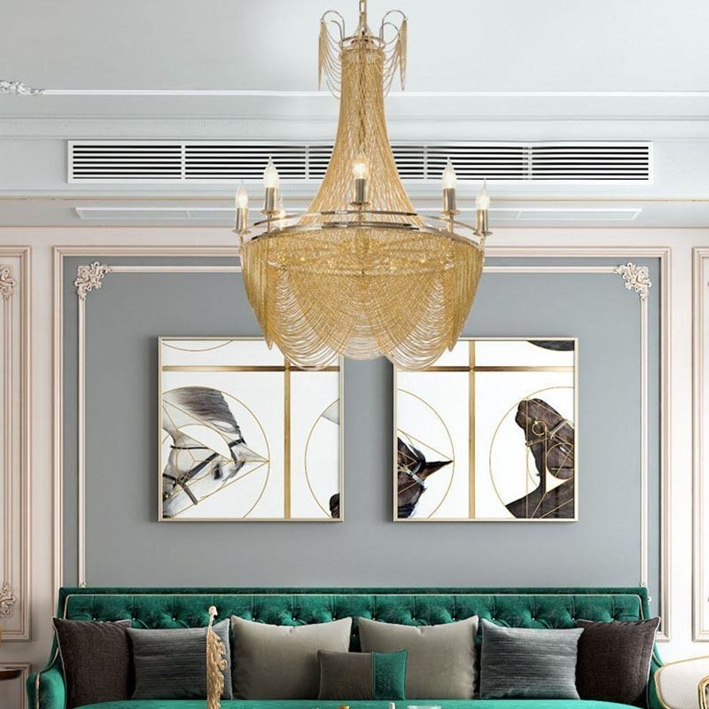 Aluminum Chain Pendant Light Creative Light Luxury Tassel Decorative Light Gold Silver