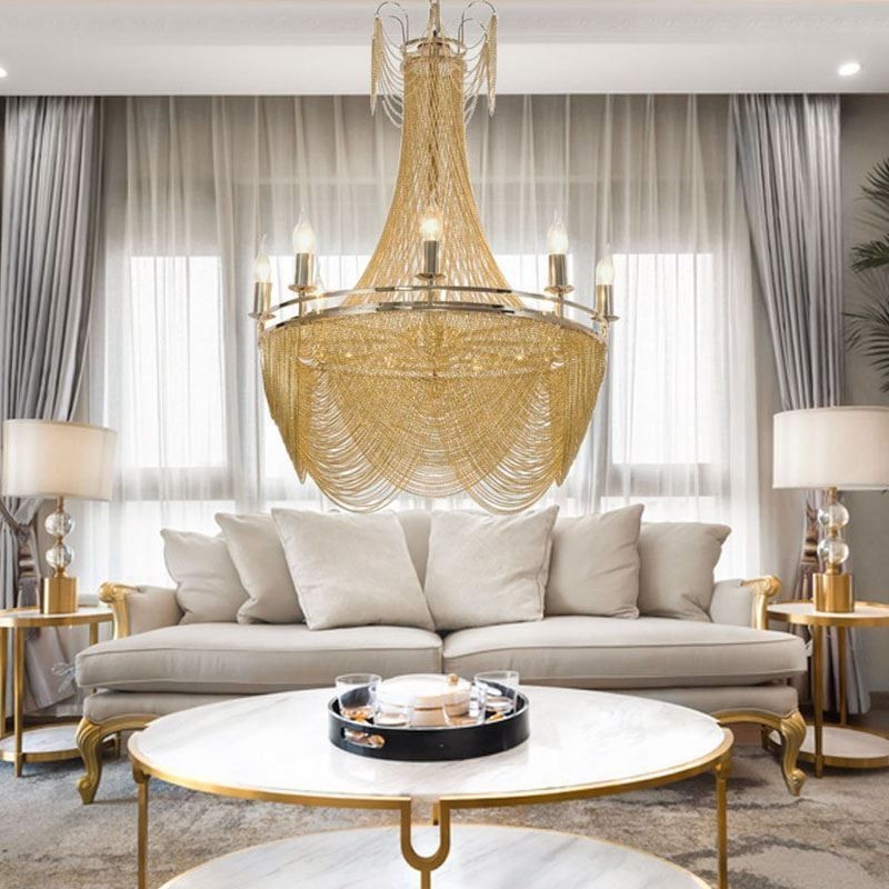 Aluminum Chain Pendant Light Creative Light Luxury Tassel Decorative Light Gold Silver