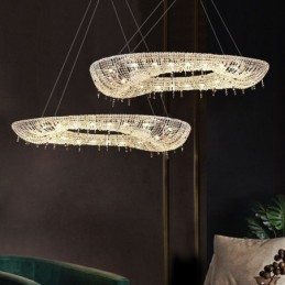 Crystal Pendant Light Modern Luxury Oval Ceiling Light