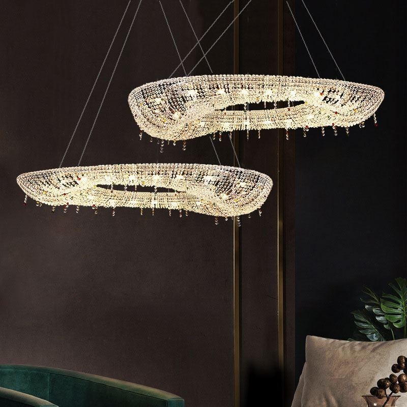 Crystal Pendant Light Modern Luxury Oval Ceiling Light