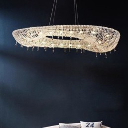 Crystal Pendant Light Modern Luxury Oval Ceiling Light
