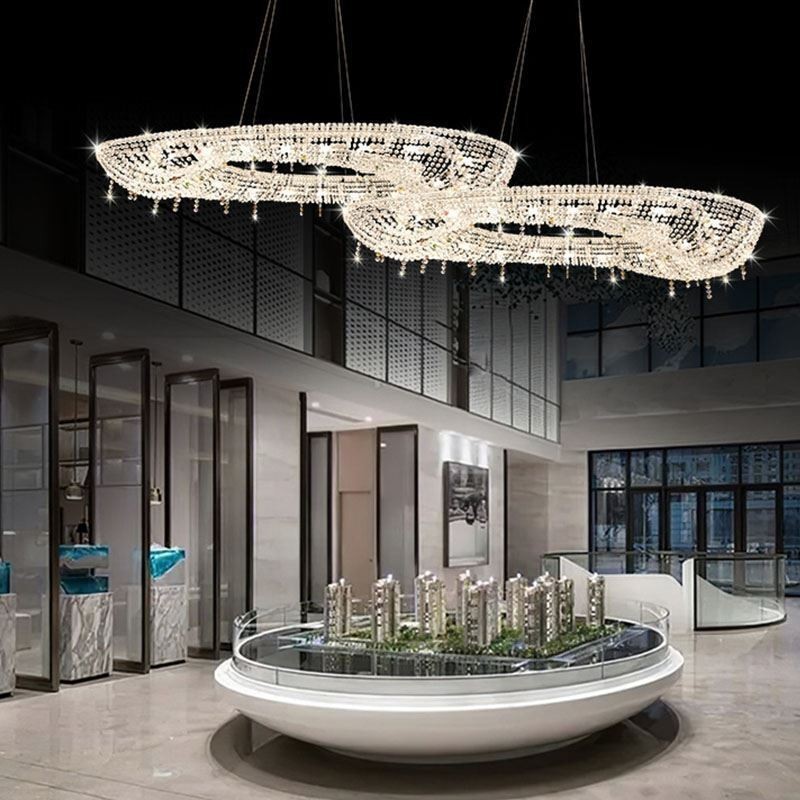 Crystal Pendant Light Modern Luxury Oval Ceiling Light