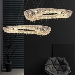 Crystal Pendant Light Modern Luxury Oval Ceiling Light