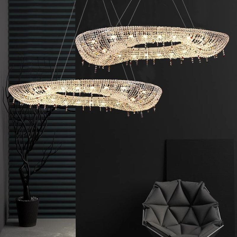 Crystal Pendant Light Modern Luxury Oval Ceiling Light