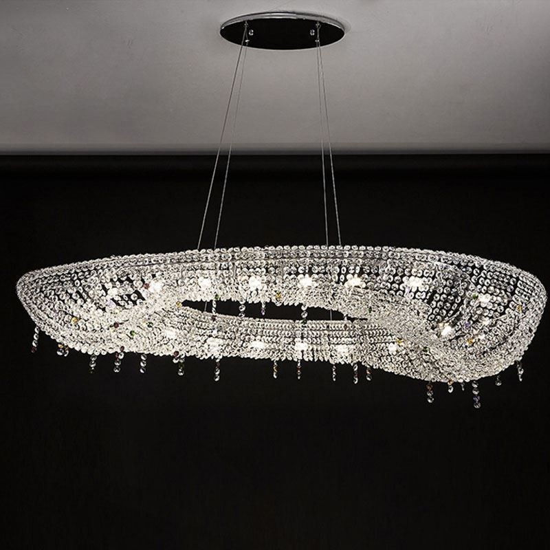 Crystal Pendant Light Modern Luxury Oval Ceiling Light