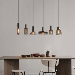 Black Pendant Light Cement Grid Light Country Retro Ceiling Light
