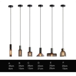 Black Pendant Light Cement Grid Light Country Retro Ceiling Light