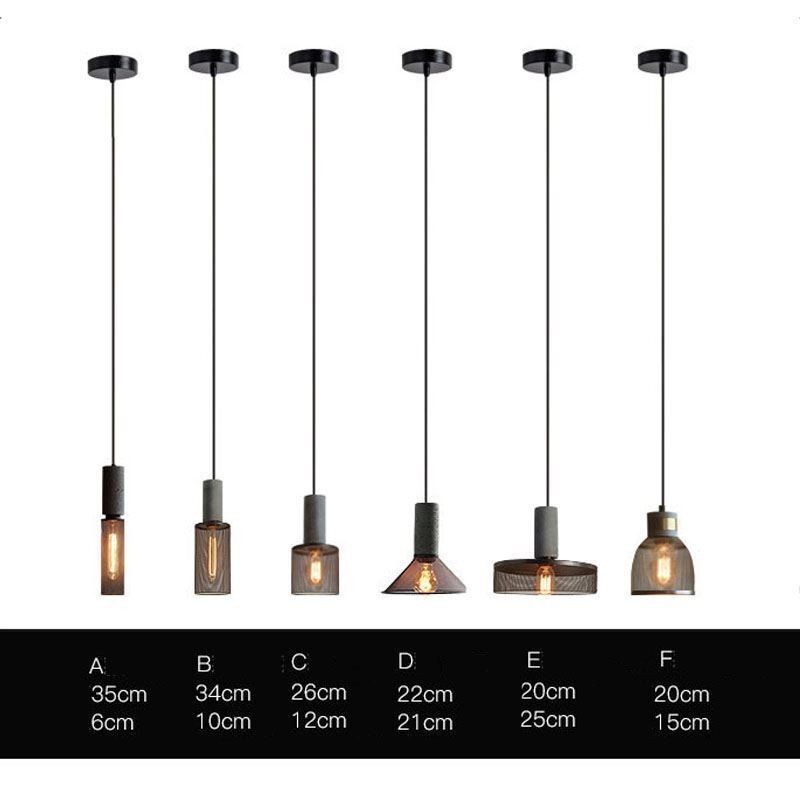 Black Pendant Light Cement Grid Light Country Retro Ceiling Light