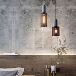 Black Pendant Light Cement Grid Light Country Retro Ceiling Light