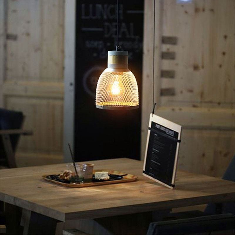 Black Pendant Light Cement Grid Light Country Retro Ceiling Light