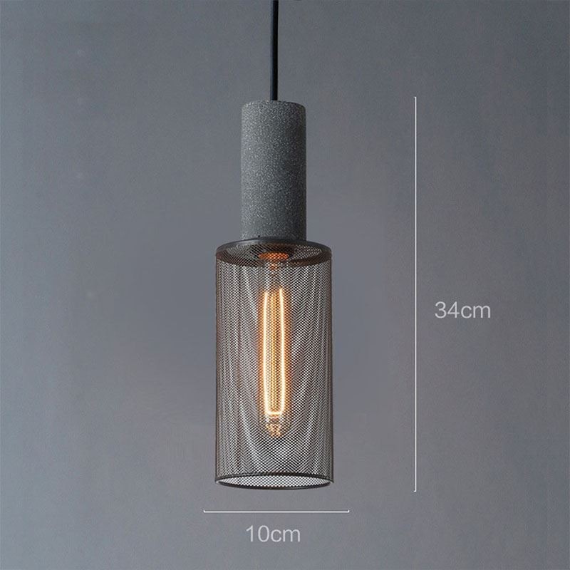 Black Pendant Light Cement Grid Light Country Retro Ceiling Light