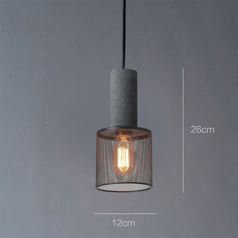 Black Pendant Light Cement Grid Light Country Retro Ceiling Light
