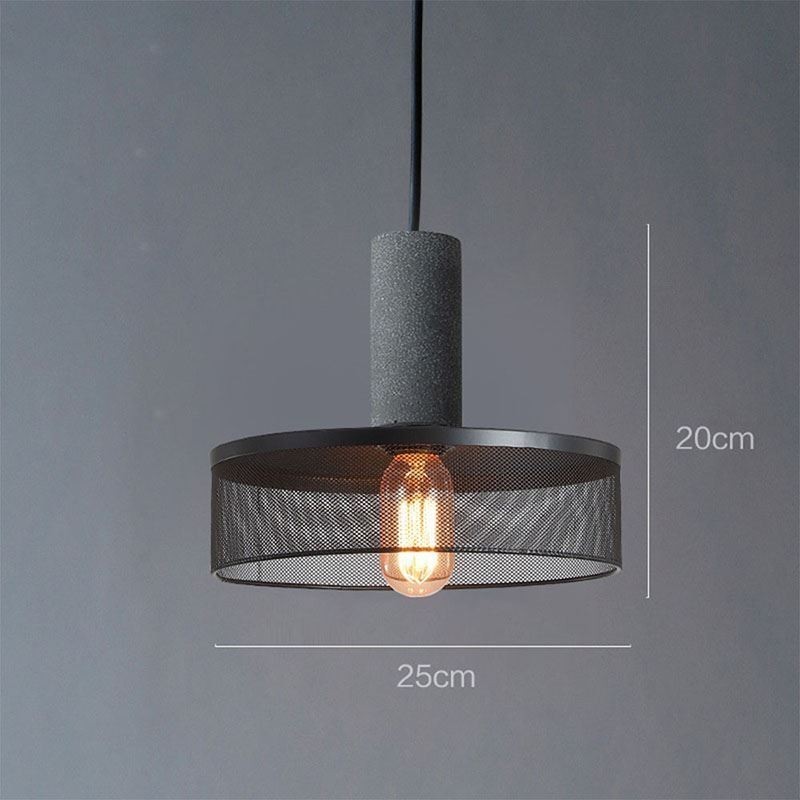 Black Pendant Light Cement Grid Light Country Retro Ceiling Light