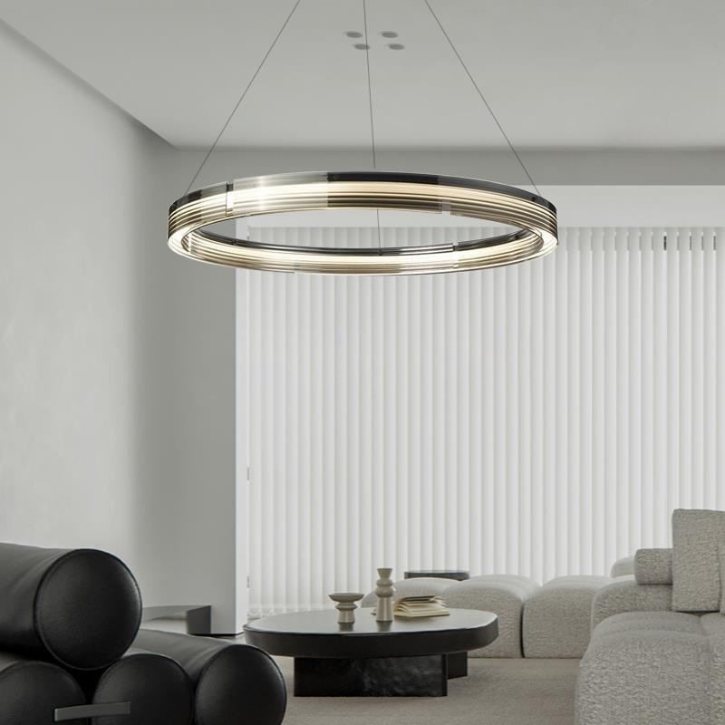 Pendant Light 60 80CM Circle Glass Ceiling Lamps Trichromatic Dimming