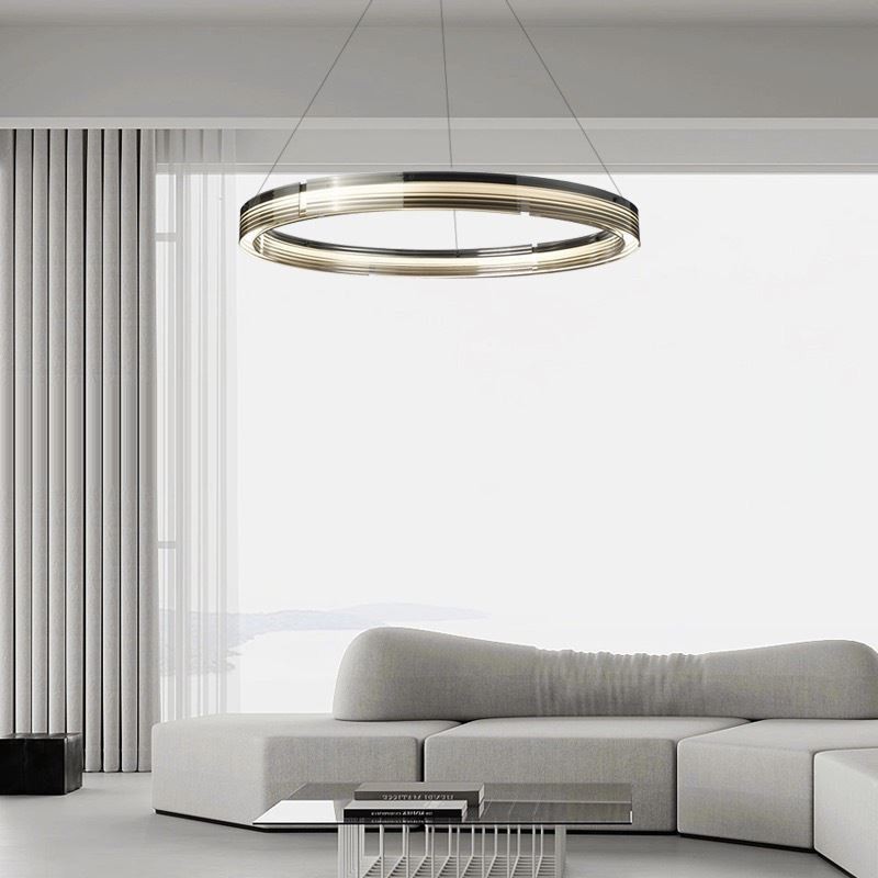Pendant Light 60 80CM Circle Glass Ceiling Lamps Trichromatic Dimming