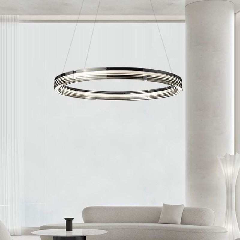 Pendant Light 60 80CM Circle Glass Ceiling Lamps Trichromatic Dimming