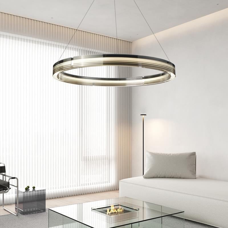 Pendant Light 60 80CM Circle Glass Ceiling Lamps Trichromatic Dimming
