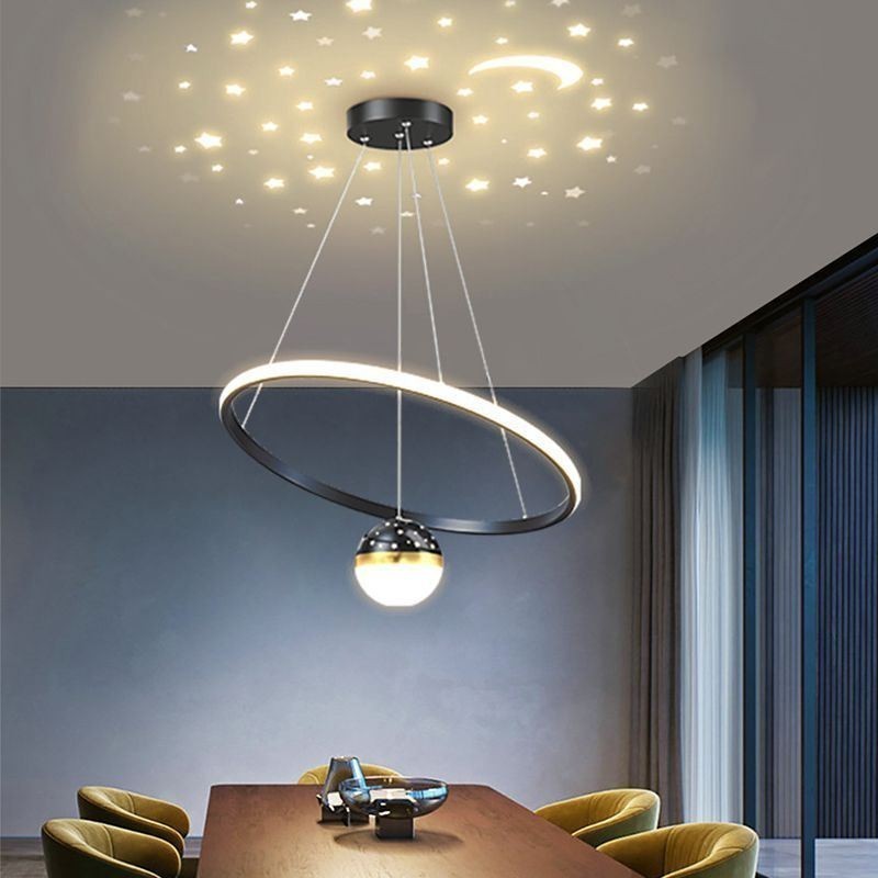 Pendant Light Modern Simple Wrought Iron Silicone Single Ring Ceiling Light