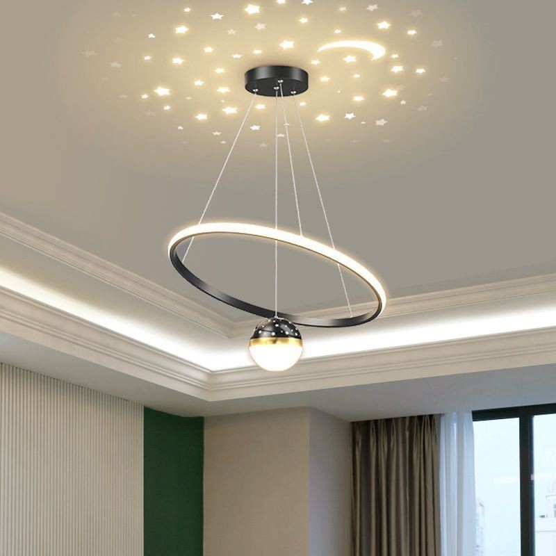 Pendant Light Modern Simple Wrought Iron Silicone Single Ring Ceiling Light