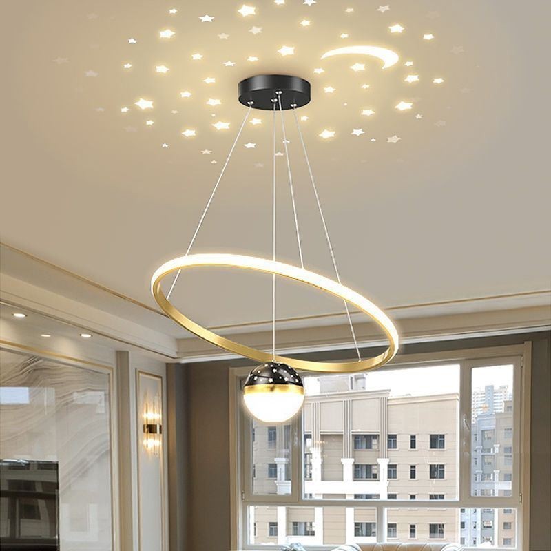 Pendant Light Modern Simple Wrought Iron Silicone Single Ring Ceiling Light