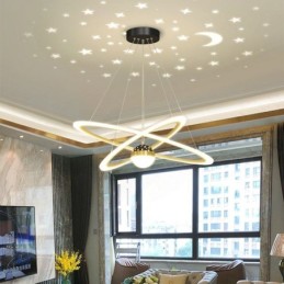 Pendant Light Wrought Iron Acrylic Starry Sky Ring Ceiling Light