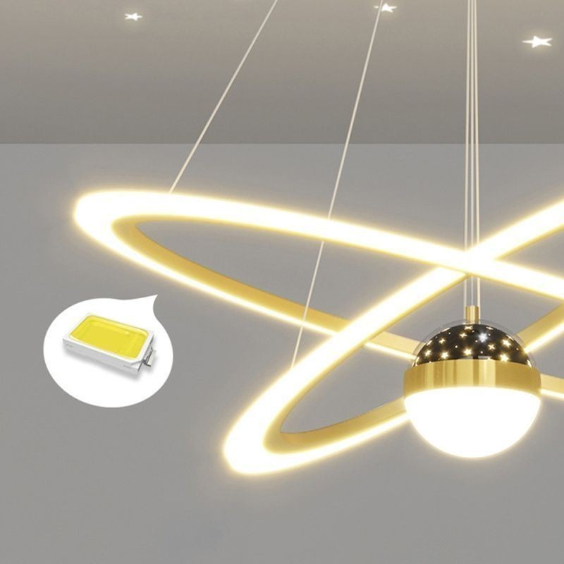 Pendant Light Wrought Iron Acrylic Starry Sky Ring Ceiling Light