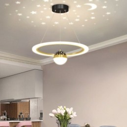 Pendant Light Minimalist Wrought Iron Acrylic Star Ring Ceiling Light