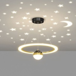 Pendant Light Minimalist Wrought Iron Acrylic Star Ring Ceiling Light