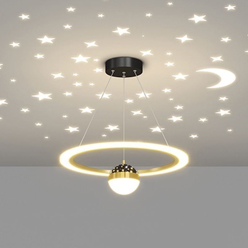 Pendant Light Minimalist Wrought Iron Acrylic Star Ring Ceiling Light