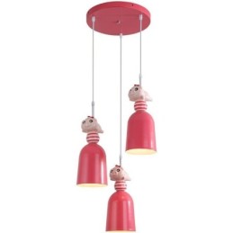 Modern Pendant Light Wrought Iron Pink Resin Piggy Ceiling Light