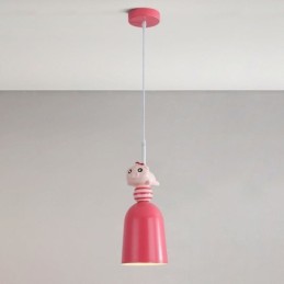 Modern Pendant Light Wrought Iron Pink Resin Piggy Ceiling Light