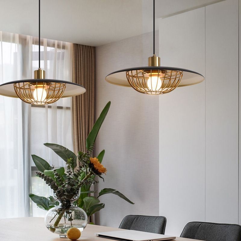 Nordic Pendant Light Creative Wrought Iron Disc Ceiling Light