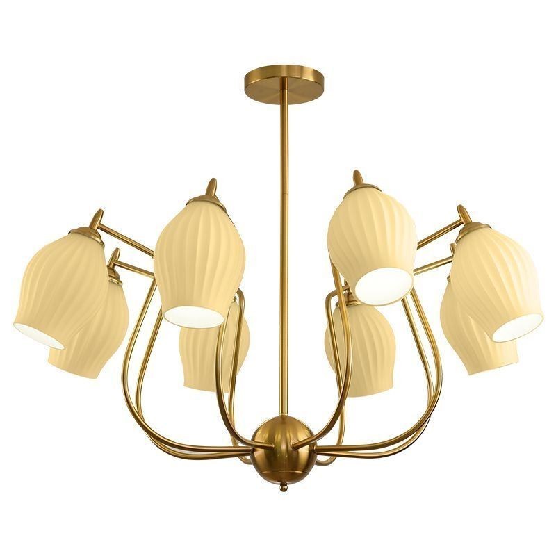 Nordic Pendant Light Creative Wrought Iron Copper Natural Color Stamen Ceiling Light