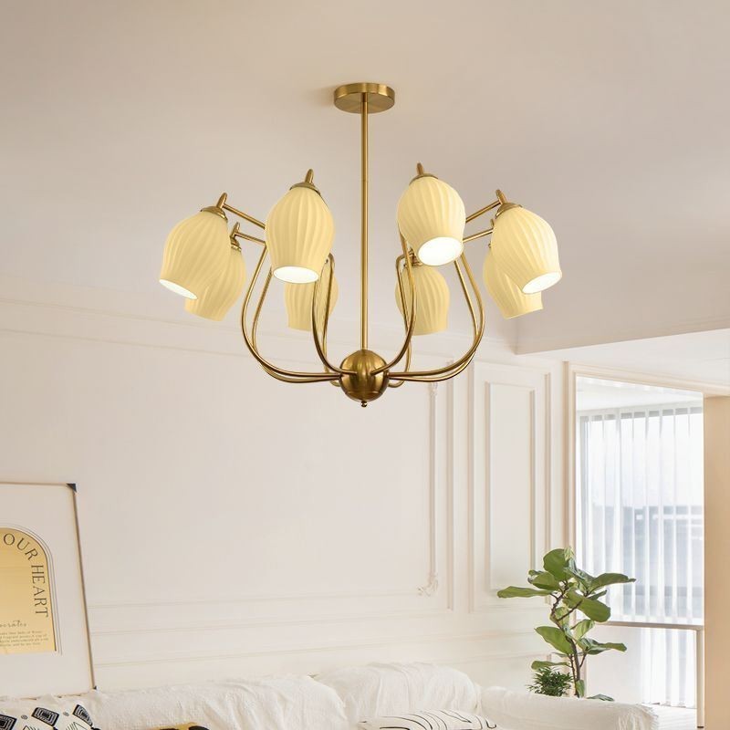 Nordic Pendant Light Creative Wrought Iron Copper Natural Color Stamen Ceiling Light