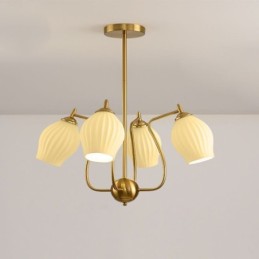 Nordic Pendant Light Creative Wrought Iron Copper Natural Color Stamen Ceiling Light