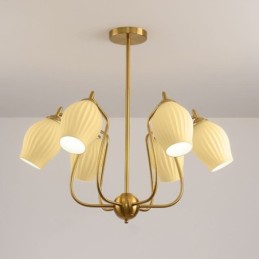 Nordic Pendant Light Creative Wrought Iron Copper Natural Color Stamen Ceiling Light