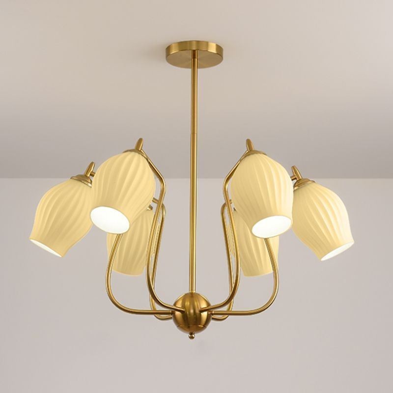 Nordic Pendant Light Creative Wrought Iron Copper Natural Color Stamen Ceiling Light