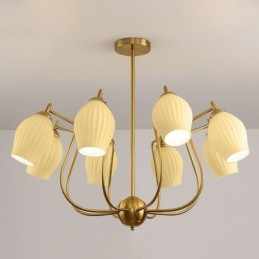 Nordic Pendant Light Creative Wrought Iron Copper Natural Color Stamen Ceiling Light