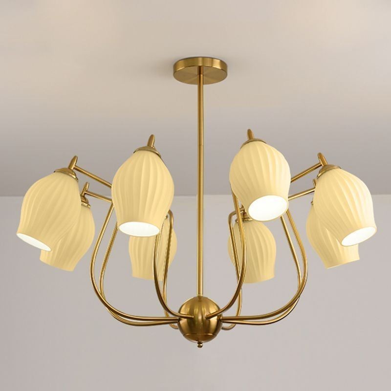 Nordic Pendant Light Creative Wrought Iron Copper Natural Color Stamen Ceiling Light