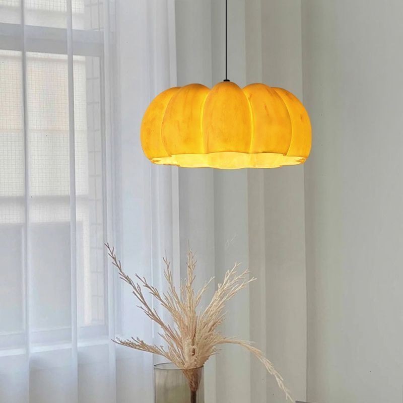 Single Head Pumpkin Pendant Light Japanese Retro Ceiling Light