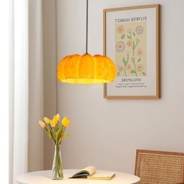 Single Head Pumpkin Pendant Light Japanese Retro Ceiling Light