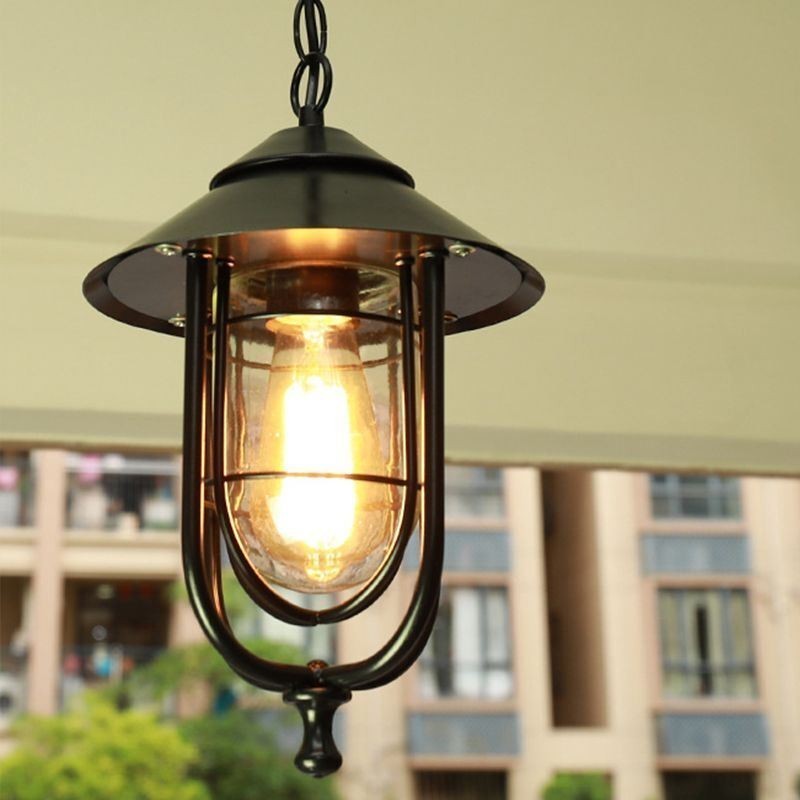 American Retro Outdoor Light Waterproof Birdcage Shape Pendant Light Garden