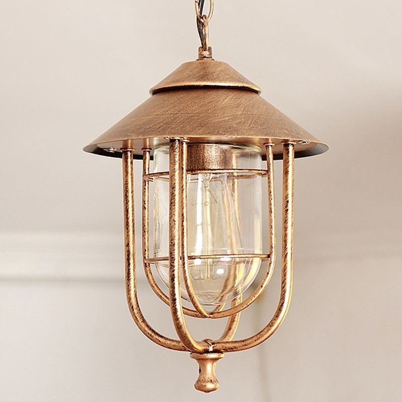 American Retro Outdoor Light Waterproof Birdcage Shape Pendant Light Garden