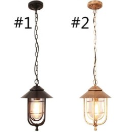 American Retro Outdoor Light Waterproof Birdcage Shape Pendant Light Garden