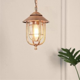 American Retro Outdoor Light Waterproof Birdcage Shape Pendant Light Garden