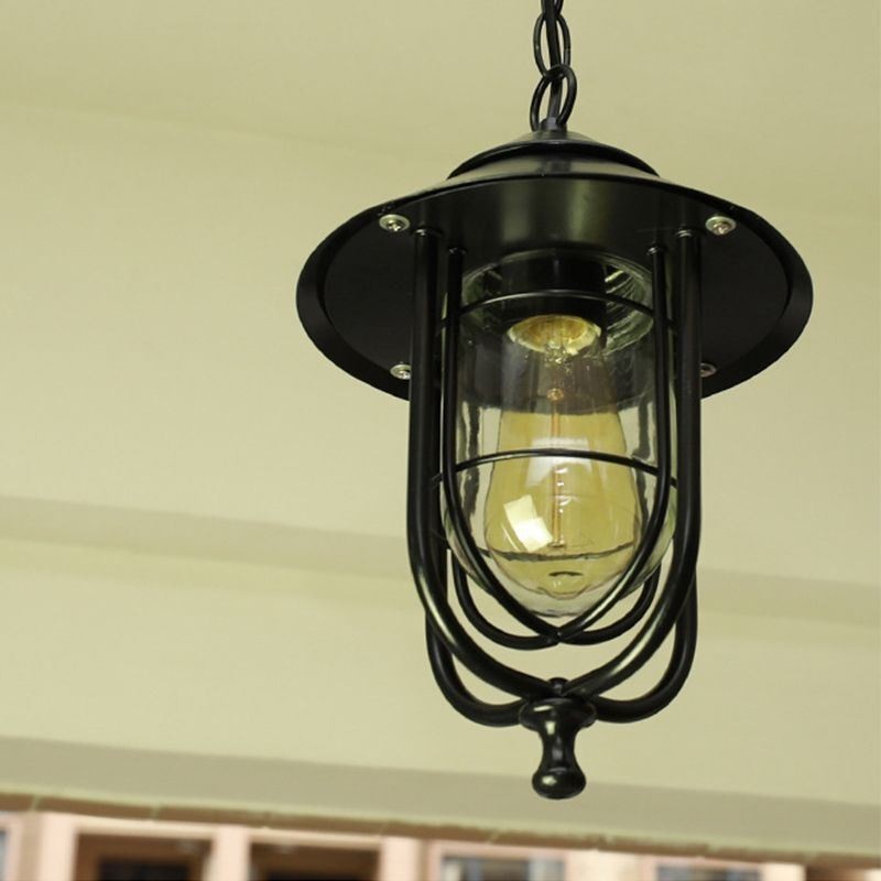 American Retro Outdoor Light Waterproof Birdcage Shape Pendant Light Garden