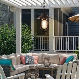 American Retro Outdoor Light Waterproof Birdcage Shape Pendant Light Garden