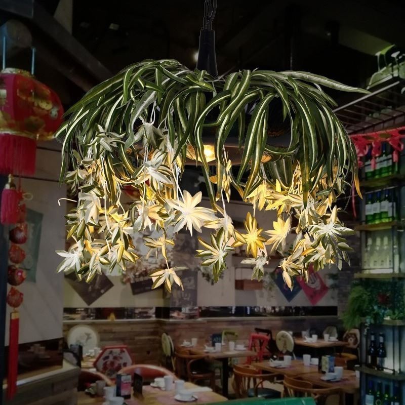 Home Pendant Lamp Industrial Style Artificial Plant Decorated Chandelier