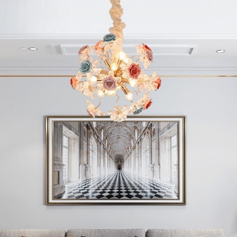Decorative Pendant Lighting Modern Crystal Flower Chandelier